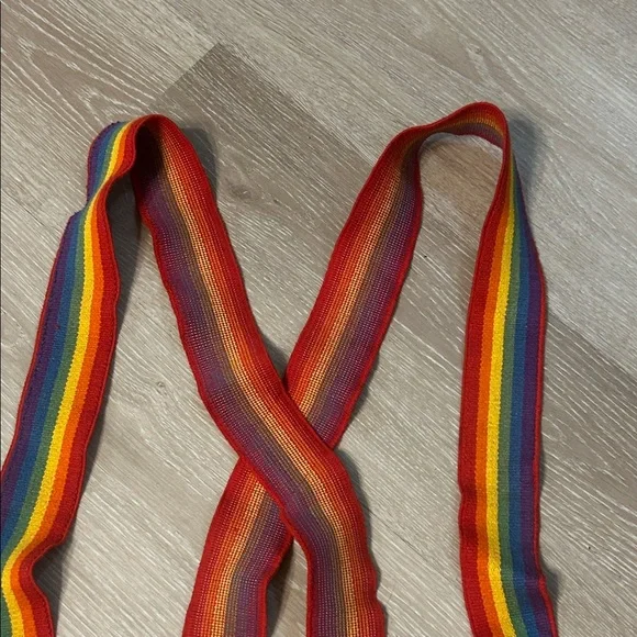 Rainbow Striped Elastic Wide Band Suspenders - Picture 5 of 8